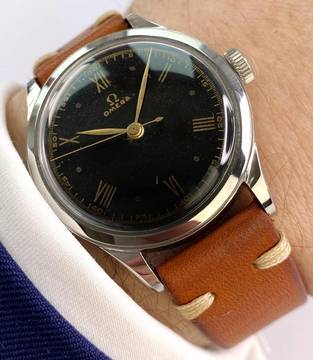  Omega Classic Vintage Art Deco 35mm Black Gilt Dial Serviced 