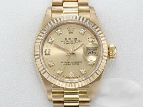  Rolex Lady-Datejust Gelbgold 750 Diamanten Automatik 18kt Yellow Gold Damen President-band Chronometer Oyster 