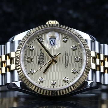 Rolex Datejust 36 Steel Gold - Motif Diamond - like New - Fullset - 04/2023