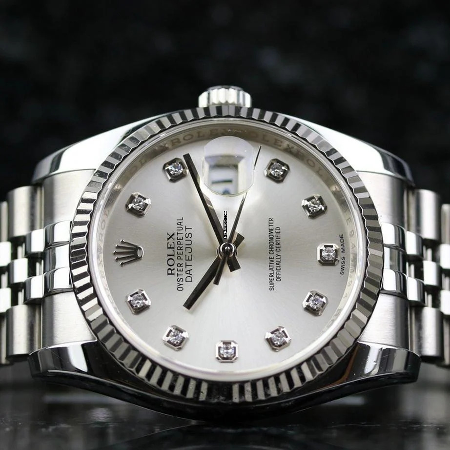 Rolex Datejust 36 Jubilee - Silver Diamond - like New - Fullset - 12/2012