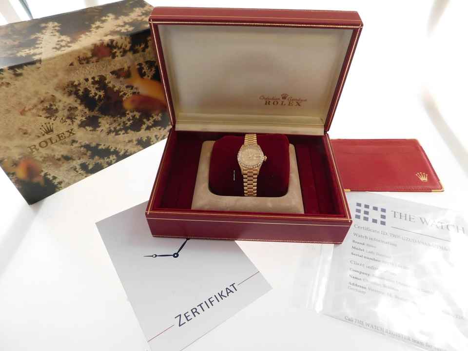  Rolex Lady-Datejust 18 Kt Gelbgold im Top Zustand Strammes Band Römisches Z.B. Brillantlünette langes Band 