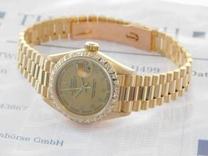 Thumbnail von Rolex Lady-Datejust 18 Kt Gelbgold im Top Zustand Strammes Band Römisches Z.B. Brillantlünette langes Band
