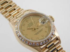Thumbnail von Rolex Lady-Datejust 18 Kt Gelbgold im Top Zustand Strammes Band Römisches Z.B. Brillantlünette langes Band