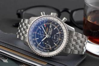 Thumbnail von Breitling Navitimer World Chronograph Stahl Automatik Ref. A24322 B&P 2006