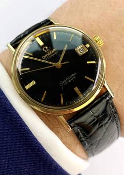 Omega Seamaster DeVille Serviced Seamaster De Ville Vintage Automatic Automatik Black Gilt Dial 