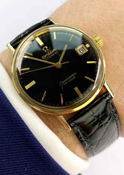  Omega Seamaster DeVille Serviced Seamaster De Ville Vintage Automatic Automatik Black Gilt Dial 