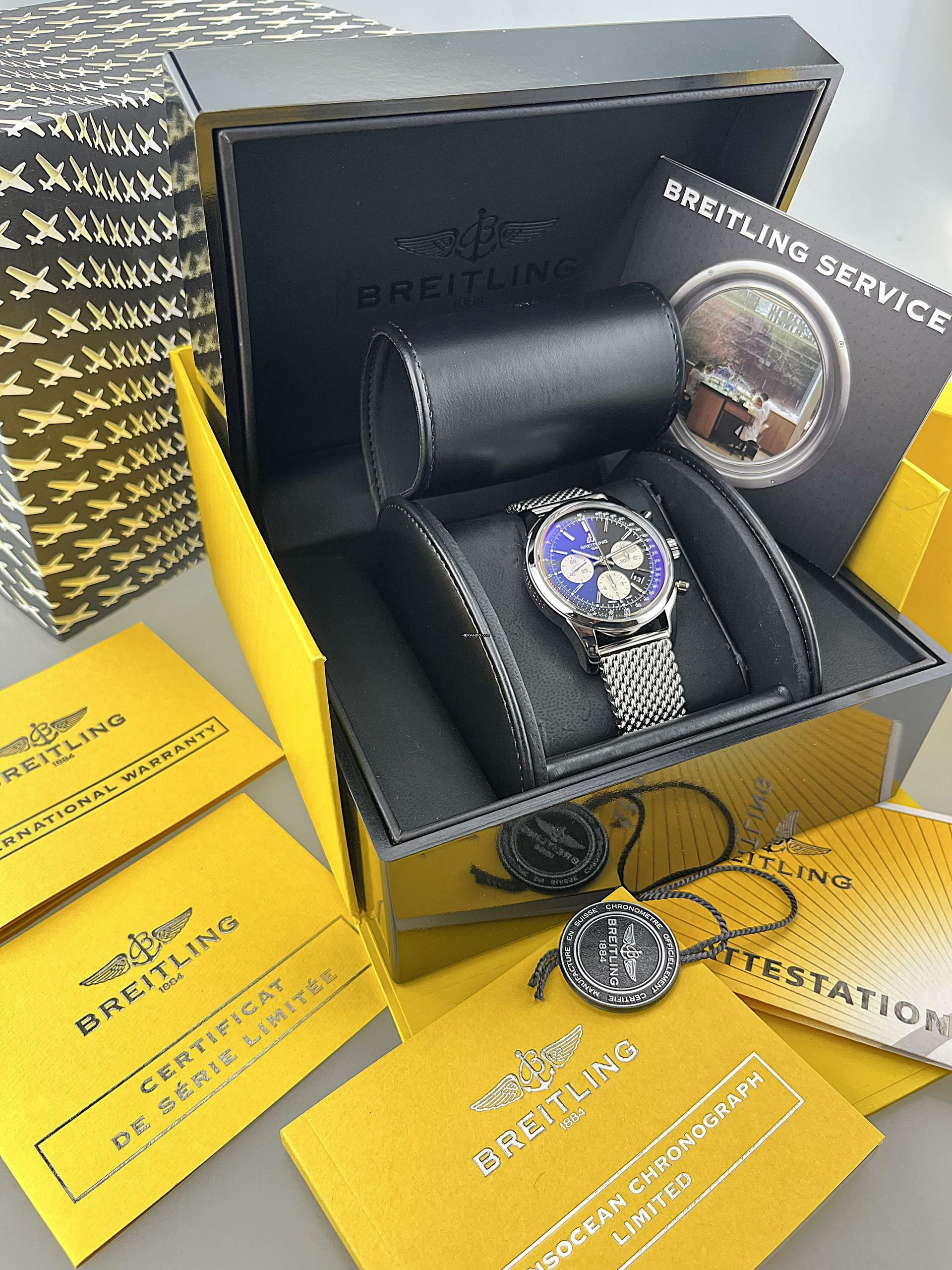 Thumbnail von Breitling Transocean Chronograph Caliber 01 limited Edition XXXX/2000 Ref. AB0151-018 Stahl Stahl Full Set NOS ungetragen (teilverklebt) EK 06/2011 Erstbesitz