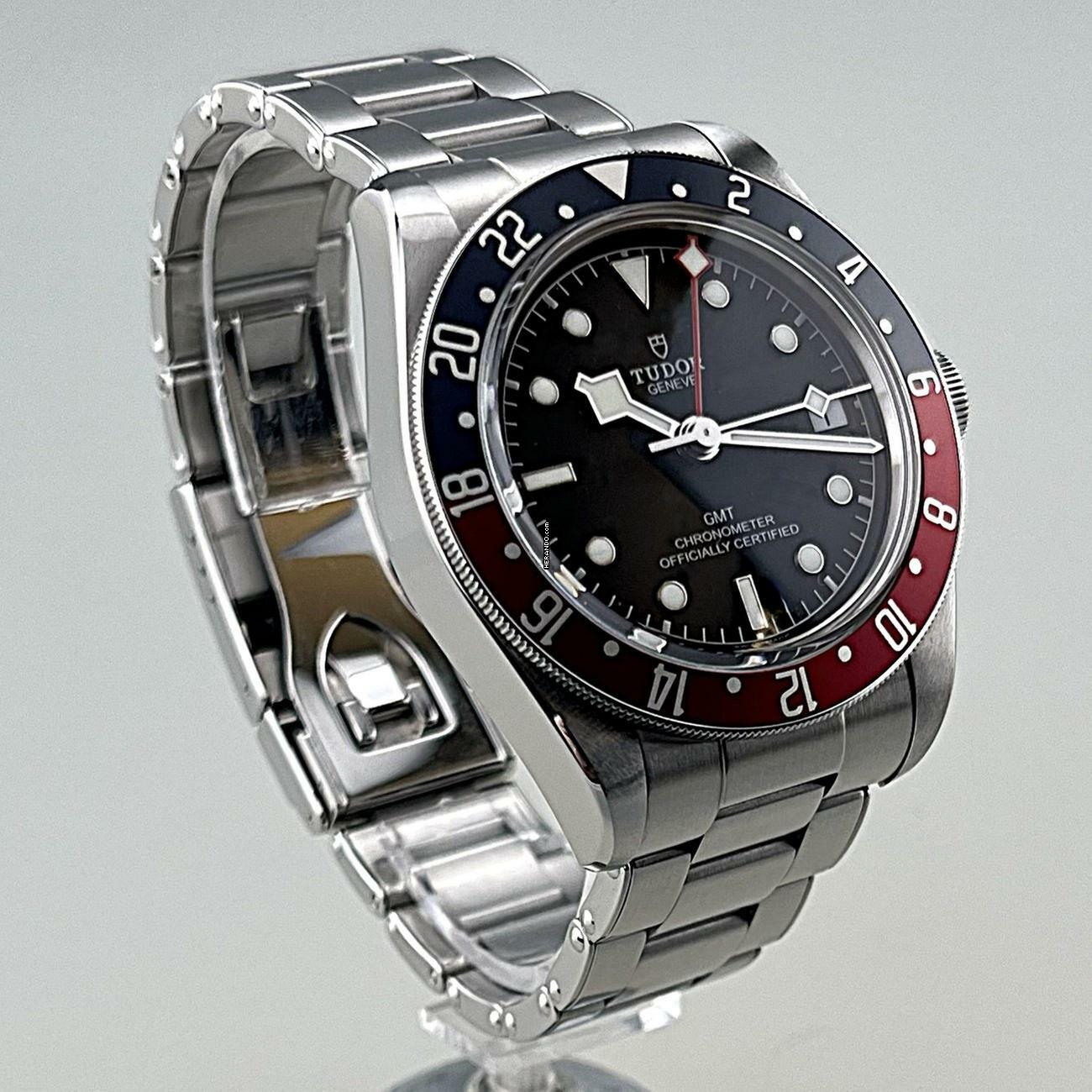 Tudor Black Bay GMT Pepsi 79830RB LC100 Erstauslieferung 08/2018 (Lancierungsjahr) neuwertig Full Set Originalzustand plus orig. Textil-Armband (neu)