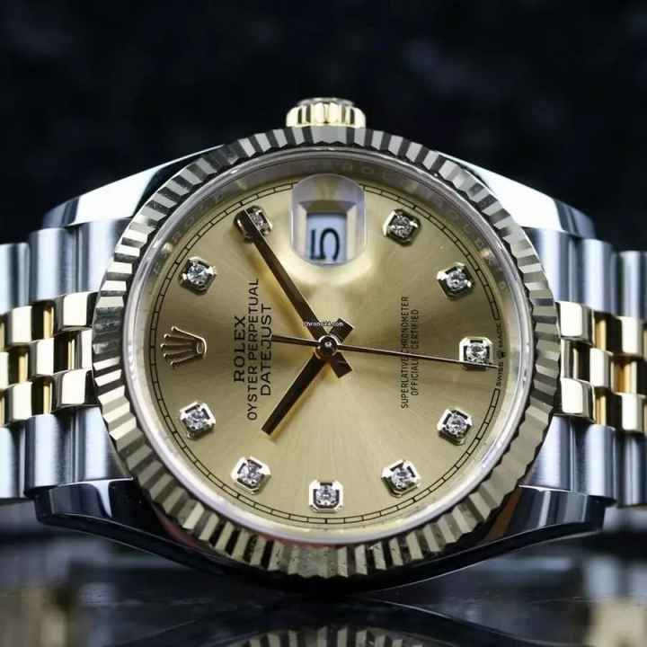  Rolex Datejust 36 Steel Gold - Champagne Diamond - like New - Fullset - 2023 