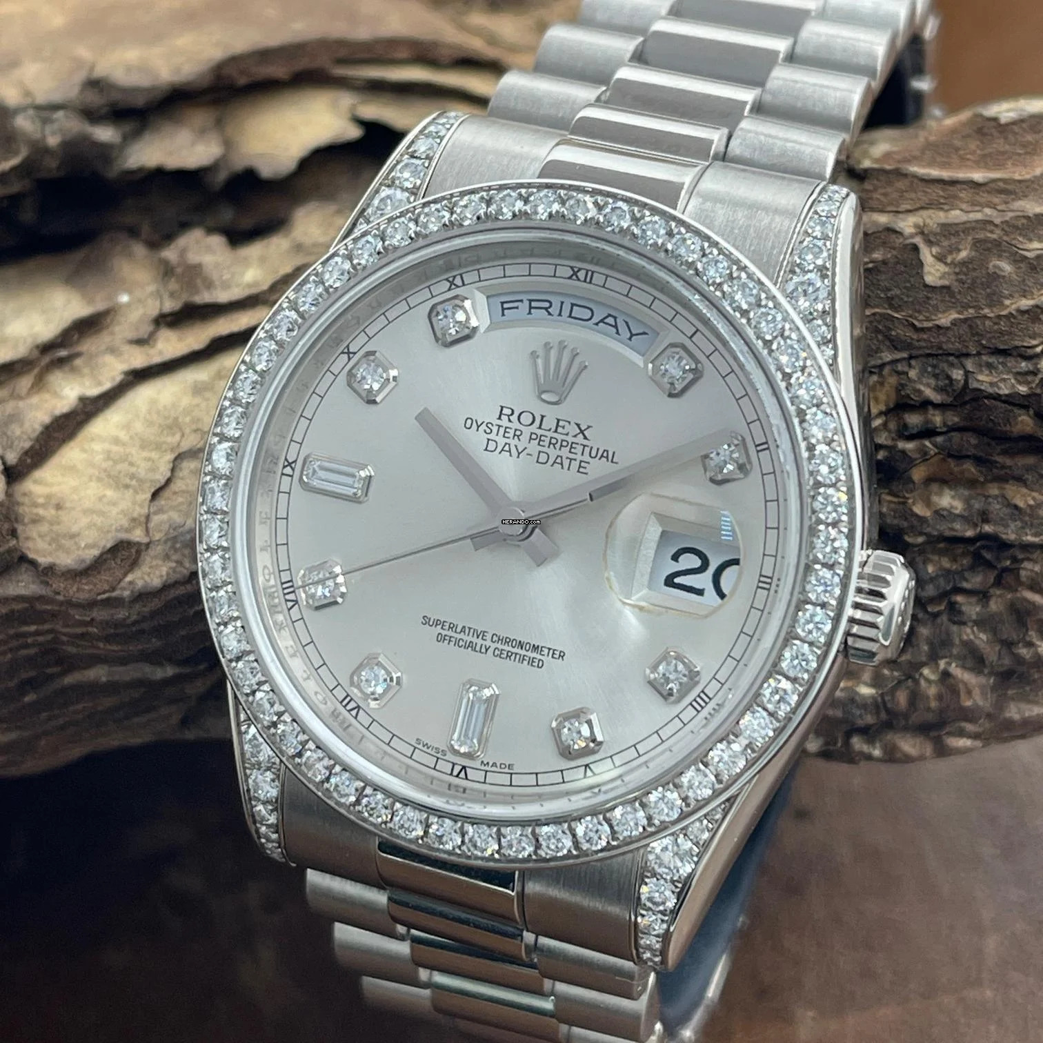  Rolex Day-Date 36 Day-Date Dia - 750er Weißgold - FS 2010 - Ref. 118339 - Dia-Lünette AFTERMARKET 