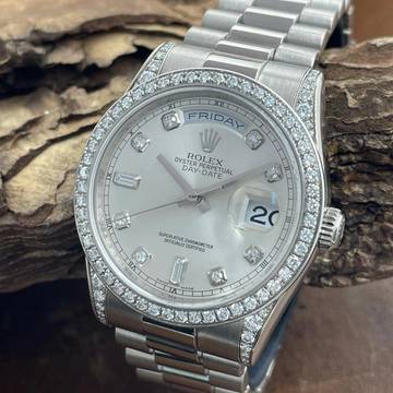  Rolex Day-Date 36 Day-Date Dia - 750er Weißgold - FS 2010 - Ref. 118339 - Dia-Lünette AFTERMARKET 