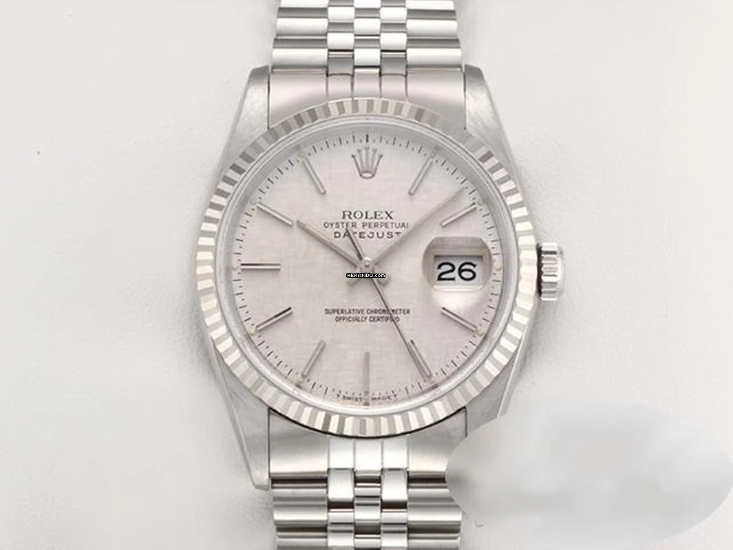  Rolex Datejust 36 36mm 16234 1990 Edelstahl Weissgold 750 Gold Damen Stainless Steel 18kt White Gold Jubilé-band Chronometer Oyster 