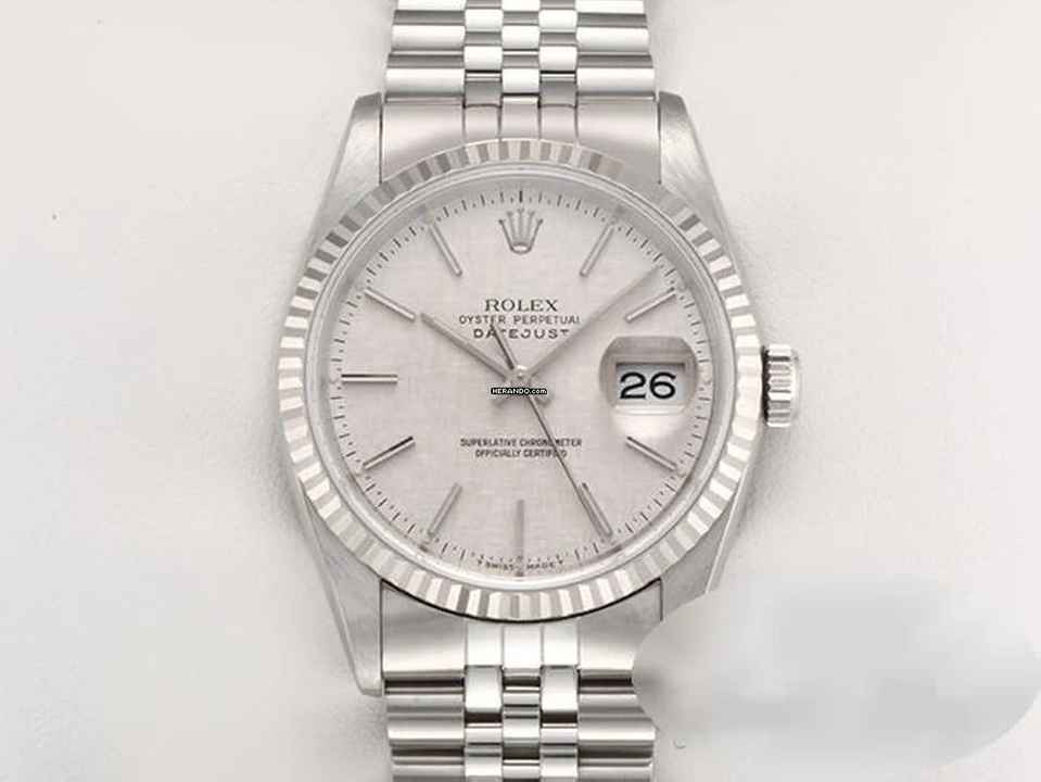  Rolex Datejust 36 36mm 16234 1990 Edelstahl Weissgold 750 Gold Damen Stainless Steel 18kt White Gold Jubilé-band Chronometer Oyster 