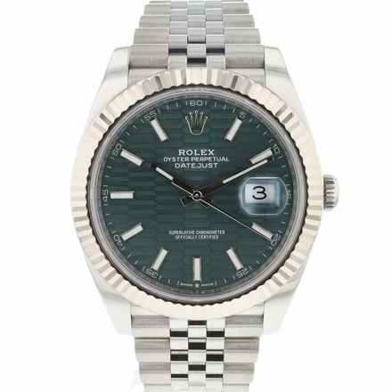  Rolex Datejust 41 Jubilee Fluted Mint Green Motif Dial 