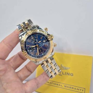  Breitling Chronomat Evolution Ouro Rosé & Aço Blue Dial 44mm Automático Completo 
