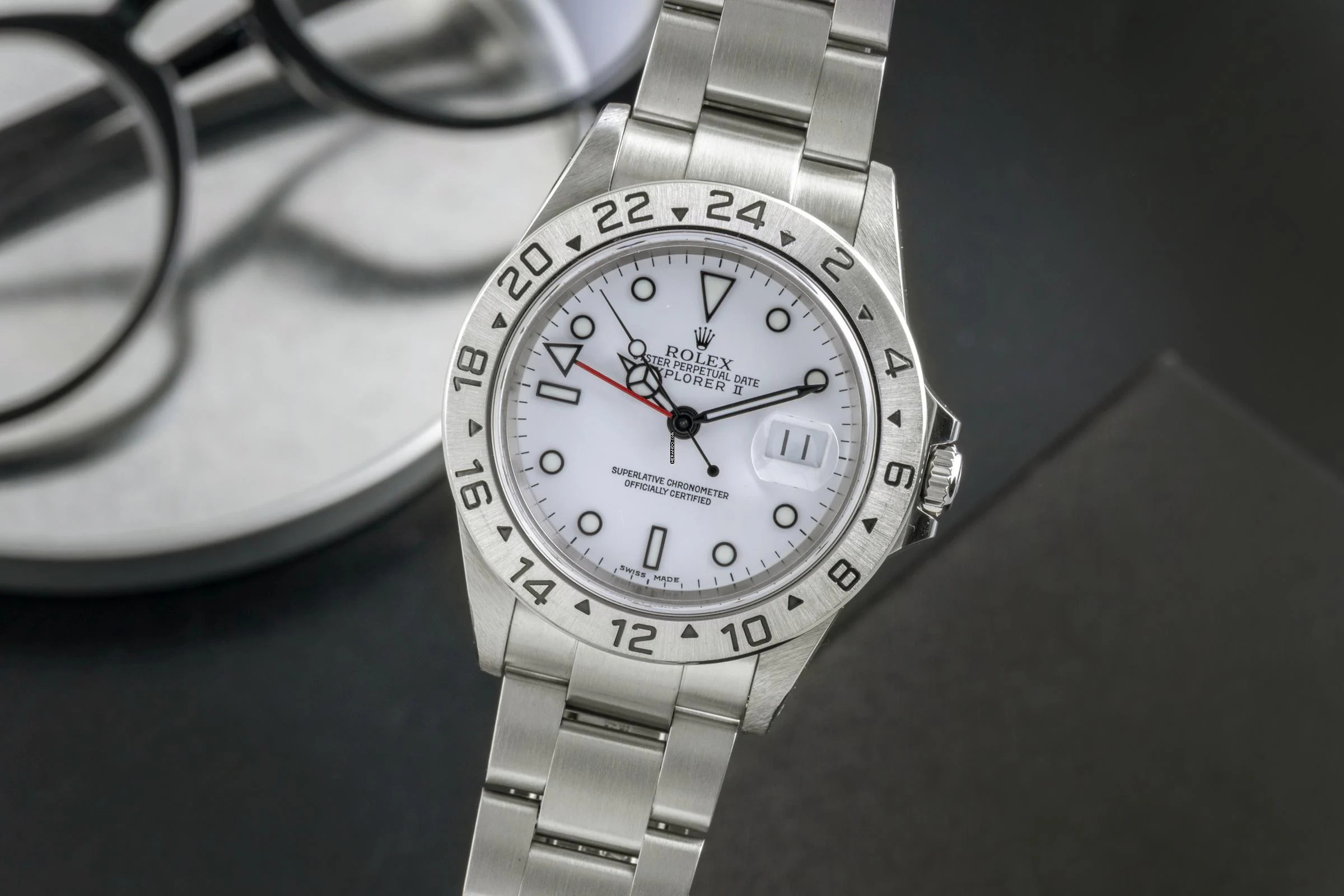  Rolex Explorer II White Dial Polar Edelstahl Automatik Herrenuhr Ref. 16570 B&P 