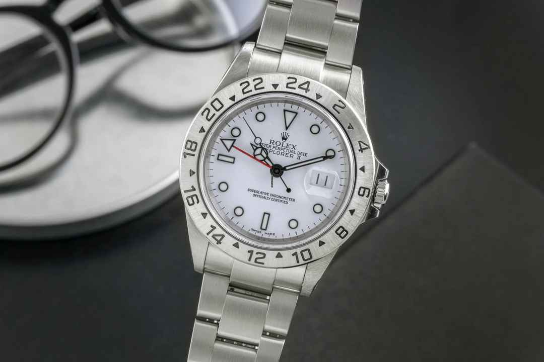  Rolex Explorer II White Dial Polar Edelstahl Automatik Herrenuhr Ref. 16570 B&P 