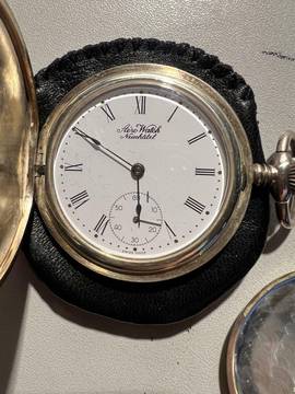  Aerowatch Taschenuhr Handaufzug 925 Sterling Silber 