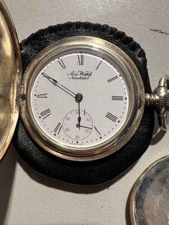  Aerowatch Taschenuhr Handaufzug 925 Sterling Silber 