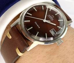 Thumbnail von Omega Genève Serviced Geneve Vintage Automatic Automatik Rare Burgundy Dial 1660163 1660163