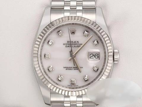  Rolex Datejust 36 36mm 116234 Stahl Weissgold 750 Cacholong Diamanten Automatik Stainless Steel 18kt White Gold Oyster-band Chronometer 