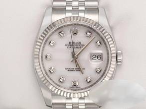 Thumbnail von Rolex Datejust 36 36mm 116234 Stahl Weissgold 750 Cacholong Diamanten Automatik Stainless Steel 18kt White Gold Oyster-band Chronometer