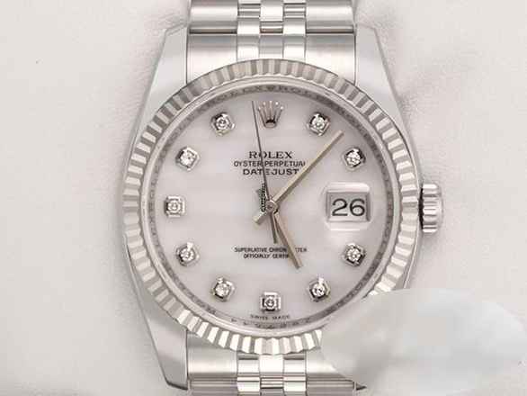  Rolex Datejust 36 36mm 116234 Stahl Weissgold 750 Cacholong Diamanten Automatik Stainless Steel 18kt White Gold Oyster-band Chronometer 
