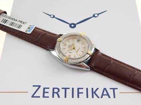  Breitling Callistino Stahl / Gold Lady mit original Perlmutt Zifferblatt im Top Zustand 29mm Damenuhr im Best Zustand 
