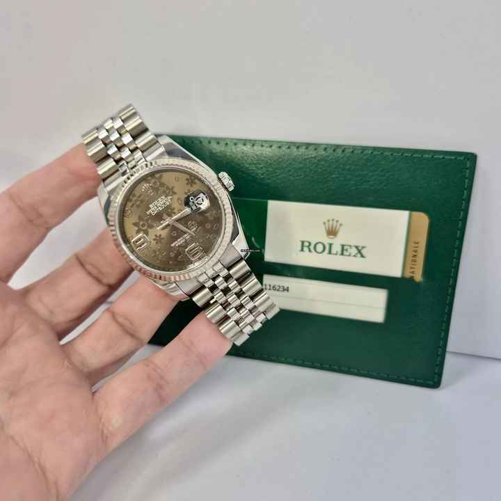  Rolex Datejust 36 36mm Ouro Branco & Aço Floral Edition Automático Completo 