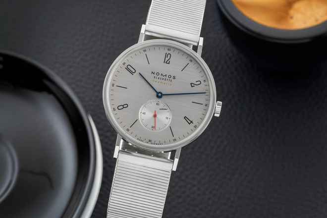  NOMOS Tangente Neomatik 39 Silvercut Stahl Automatik Ref. 141 Box 