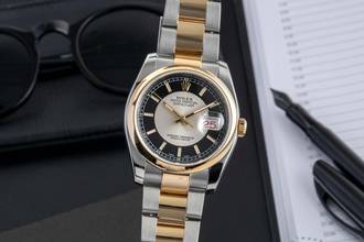 Thumbnail von Rolex Datejust 36 Stahl / Gold Tuxedo Dial Automatik Ref. 116203 F-Serie B&P 2005