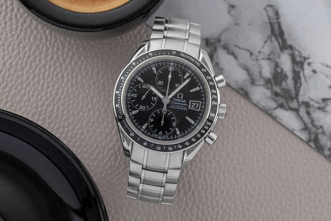  Omega Speedmaster Date Chronograph Stahl Automatik Ref. 3210.50.00 B&P 2011 