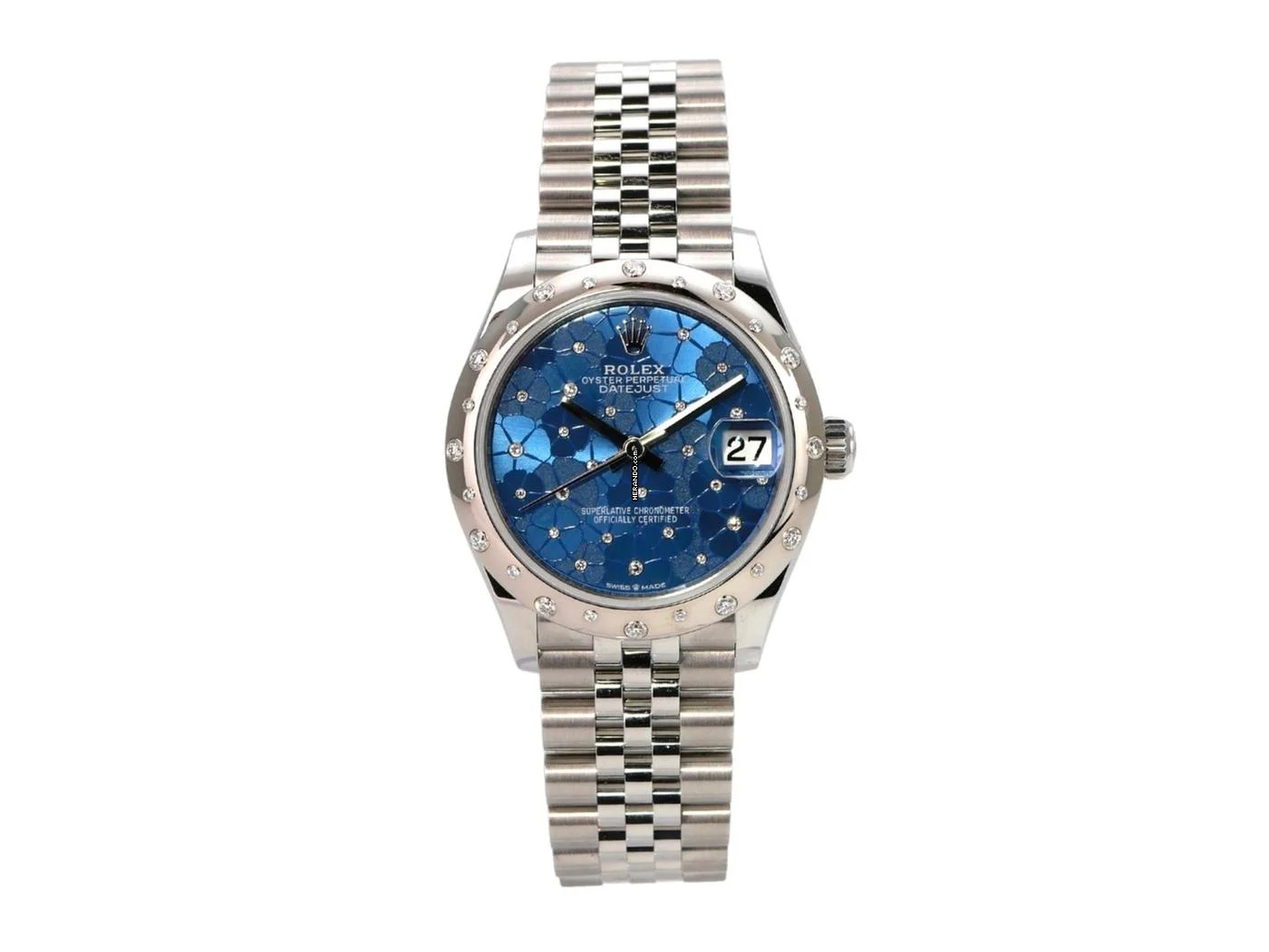 Rolex Datejust 31 Edelstahl Weißgold Diamant Ref. 278344RBR Blau Floral Jubile-Band