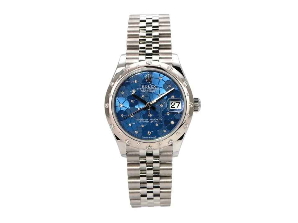  Rolex Datejust 31 Edelstahl Weißgold Diamant Ref. 278344RBR Blau Floral Jubile-Band 