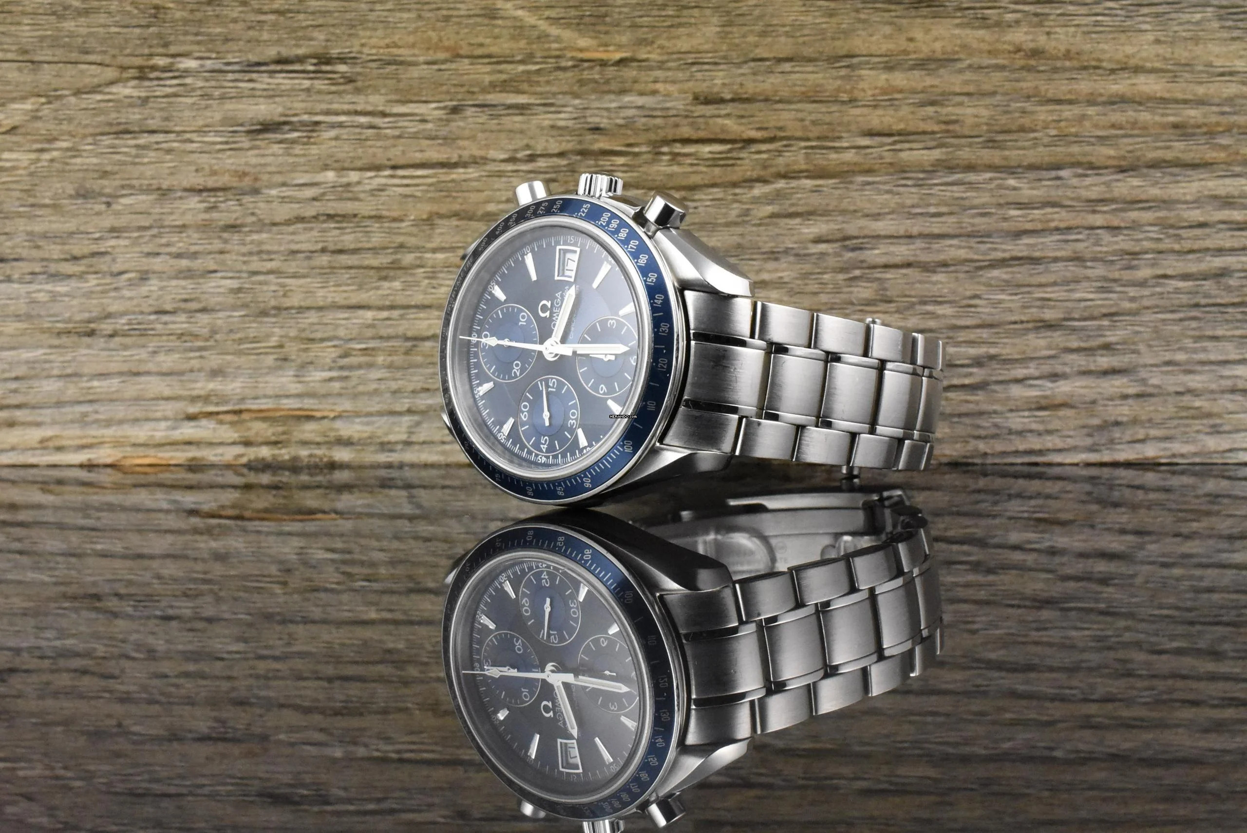  Omega Speedmaster Date 321280 Blue Dail Chronograph Automatik 