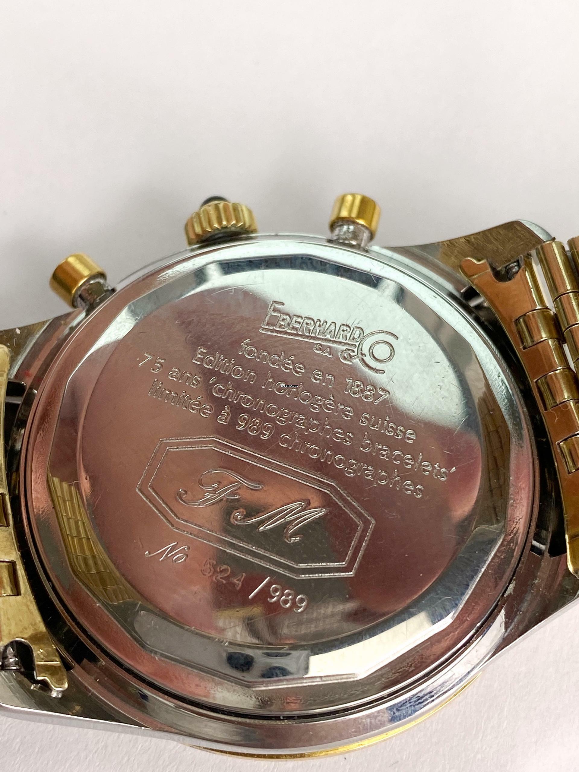 Thumbnail von Eberhard & Co. Chronograph Serviced (480e) Moonphase Mondphase Original Papers Valjoux 7768 75th 989 75 Anniversary Limited Edition