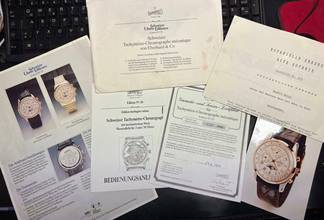 Thumbnail von Eberhard & Co. Chronograph Serviced (480e) Moonphase Mondphase Original Papers Valjoux 7768 75th 989 75 Anniversary Limited Edition