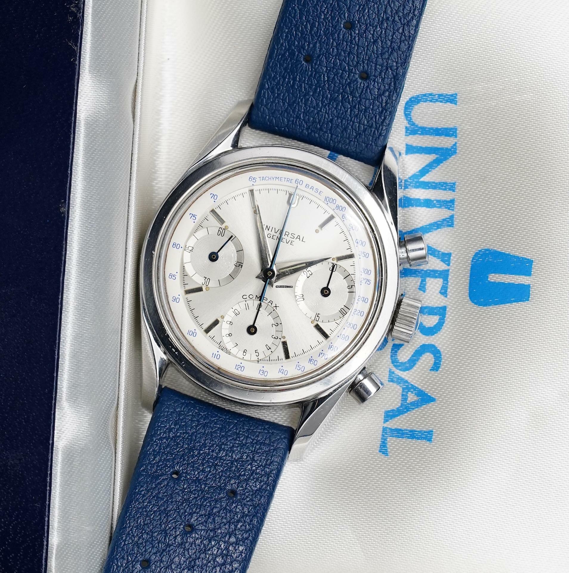  Universal Genève Compax VALJOUX 72 SOLEIL DIAL NINA CASE RARE VINTAGE 