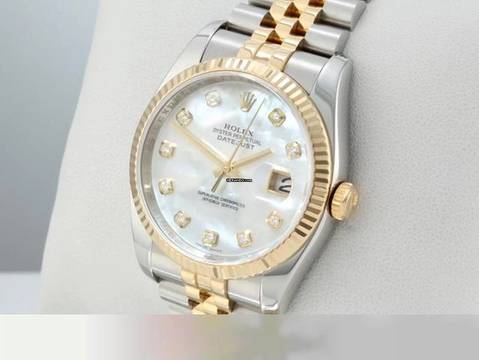  Rolex Datejust 36 36mm 116233 Perlmutt Diamanten 2012 Stahl Gelbgold 750 Automatik Stainless Steel 18kt Yellow Gold Jubilé-band Chronometer Oyster 