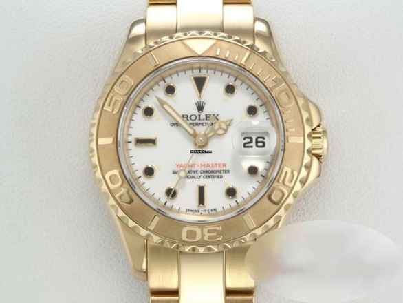  Rolex Yacht-Master 29mm Gelbgold 750 Automatik 18kt Yellow Gold Damen Oyster-band Chronometer White Dial 