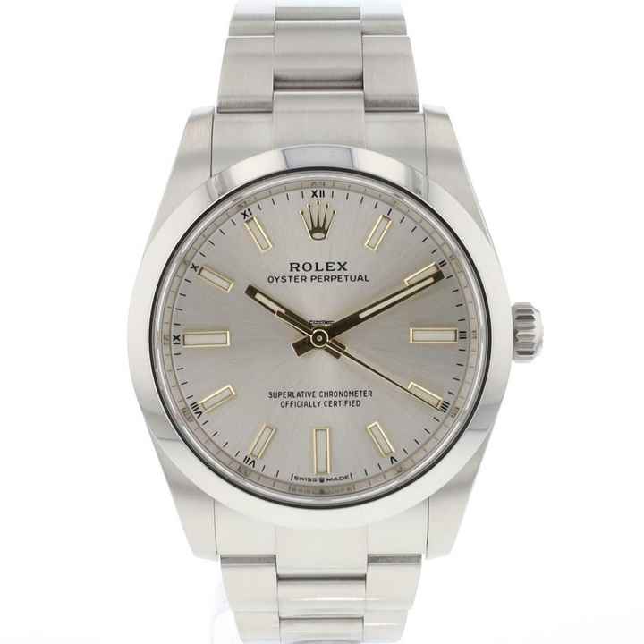  Rolex Oyster Perpetual 34 Silver Dial 