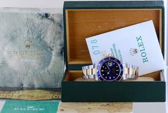 Thumbnail von Rolex Submariner Date 16613 Klassiker 1992 Tritium Stahl Gold blue Dial B+P