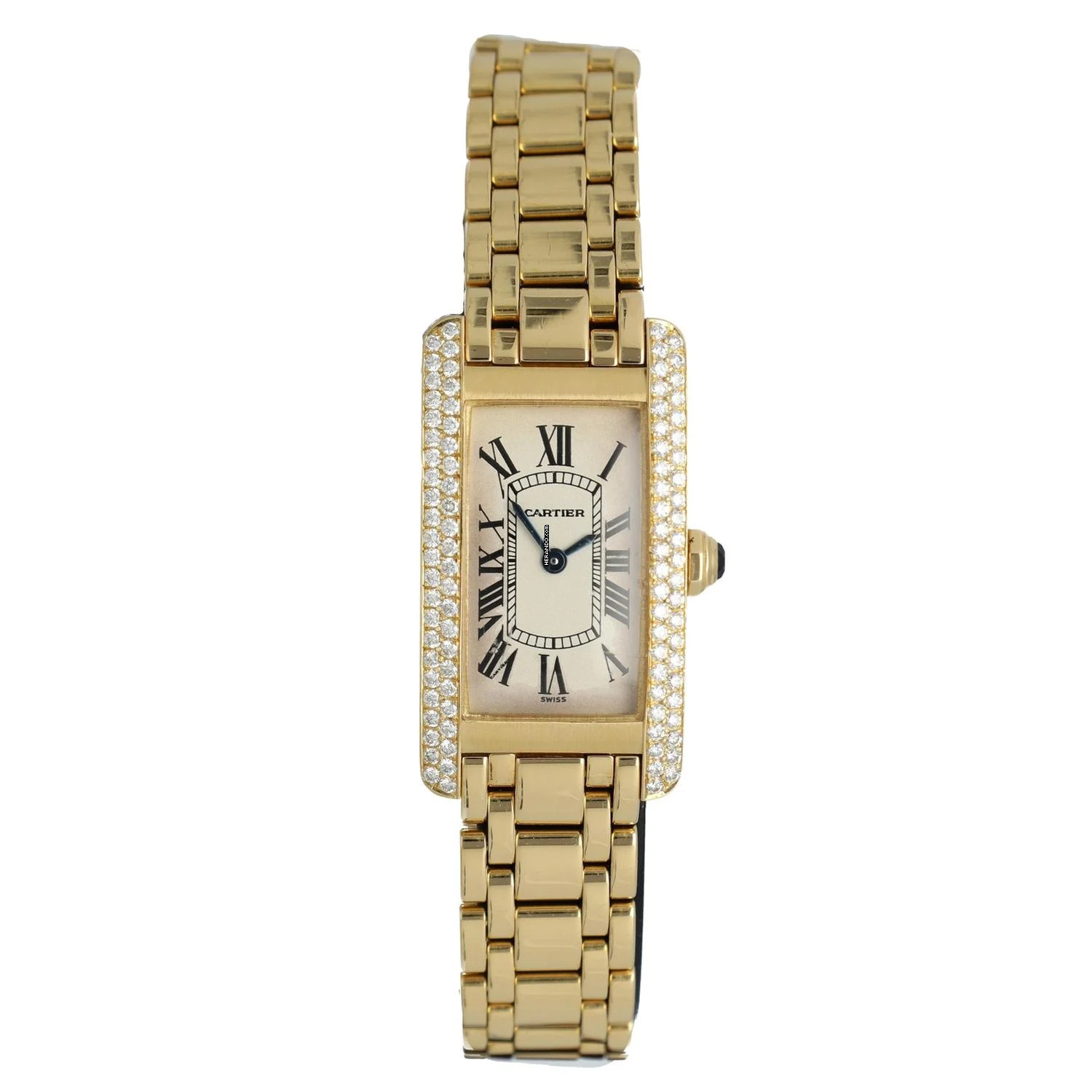  Cartier Tank Américaine Lady 18K.Gold Ref.1710 Factory set Diamonds Full Serviced 
