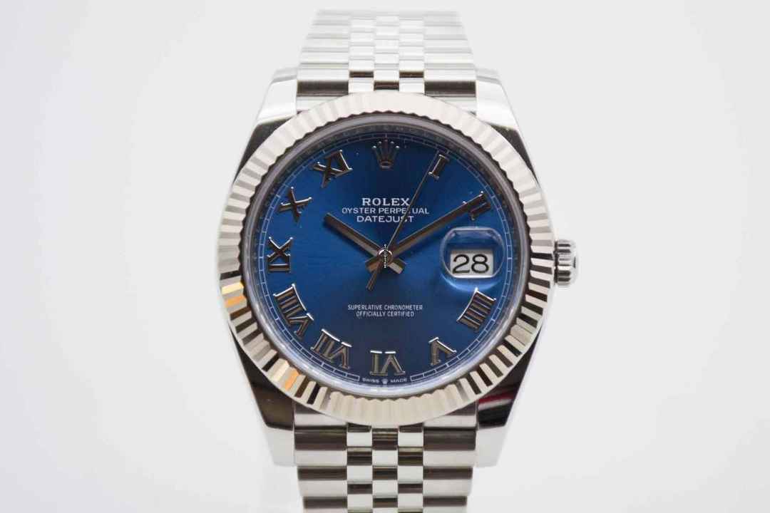  Rolex Datejust 41 2024 Azzurro Blue Roman Dial Jubilée Fullset 