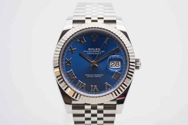  Rolex Datejust 41 2024 Azzurro Blue Roman Dial Jubilée Fullset 