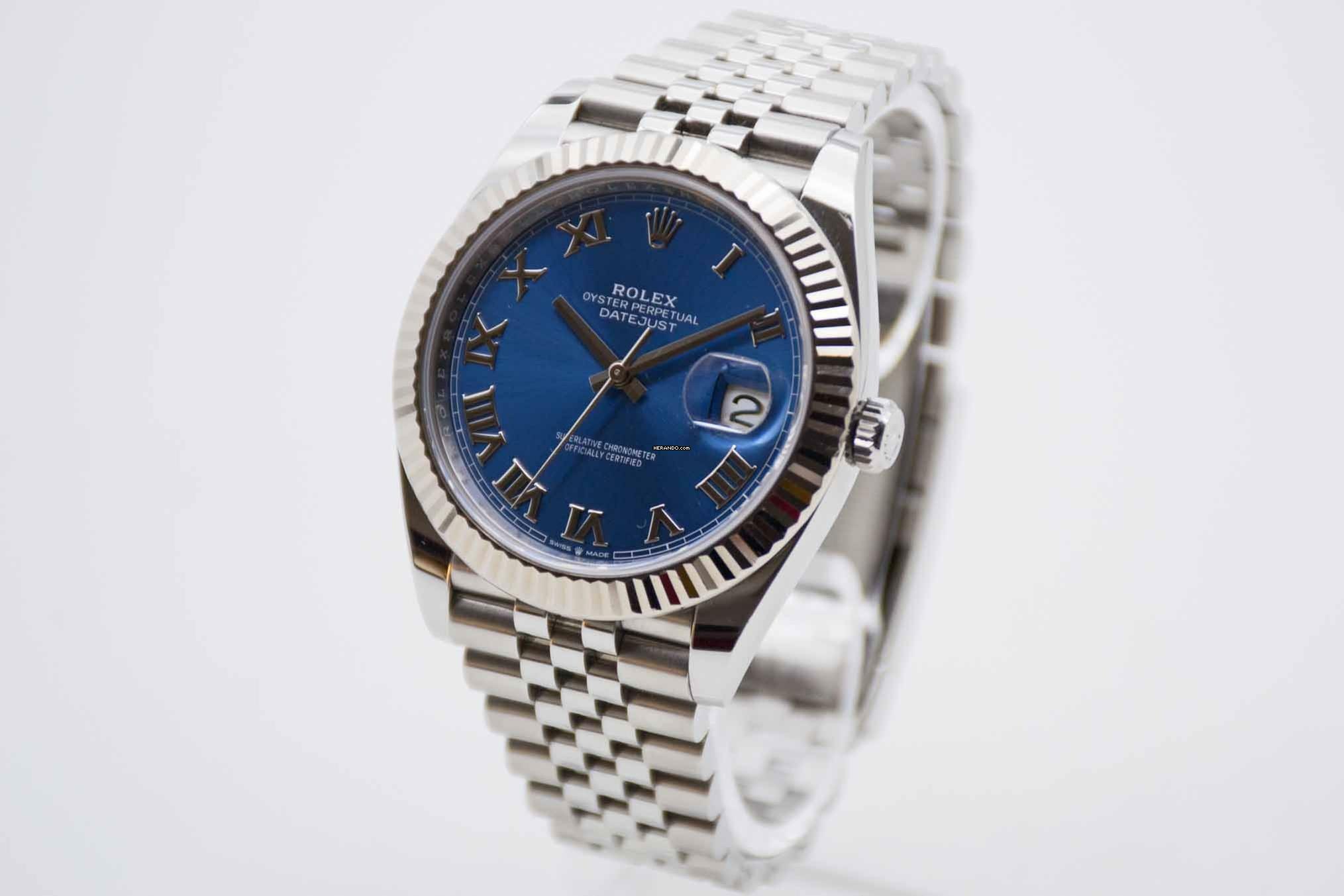 Thumbnail von Rolex Datejust 41 2024 Azzurro Blue Roman Dial Jubilée Fullset