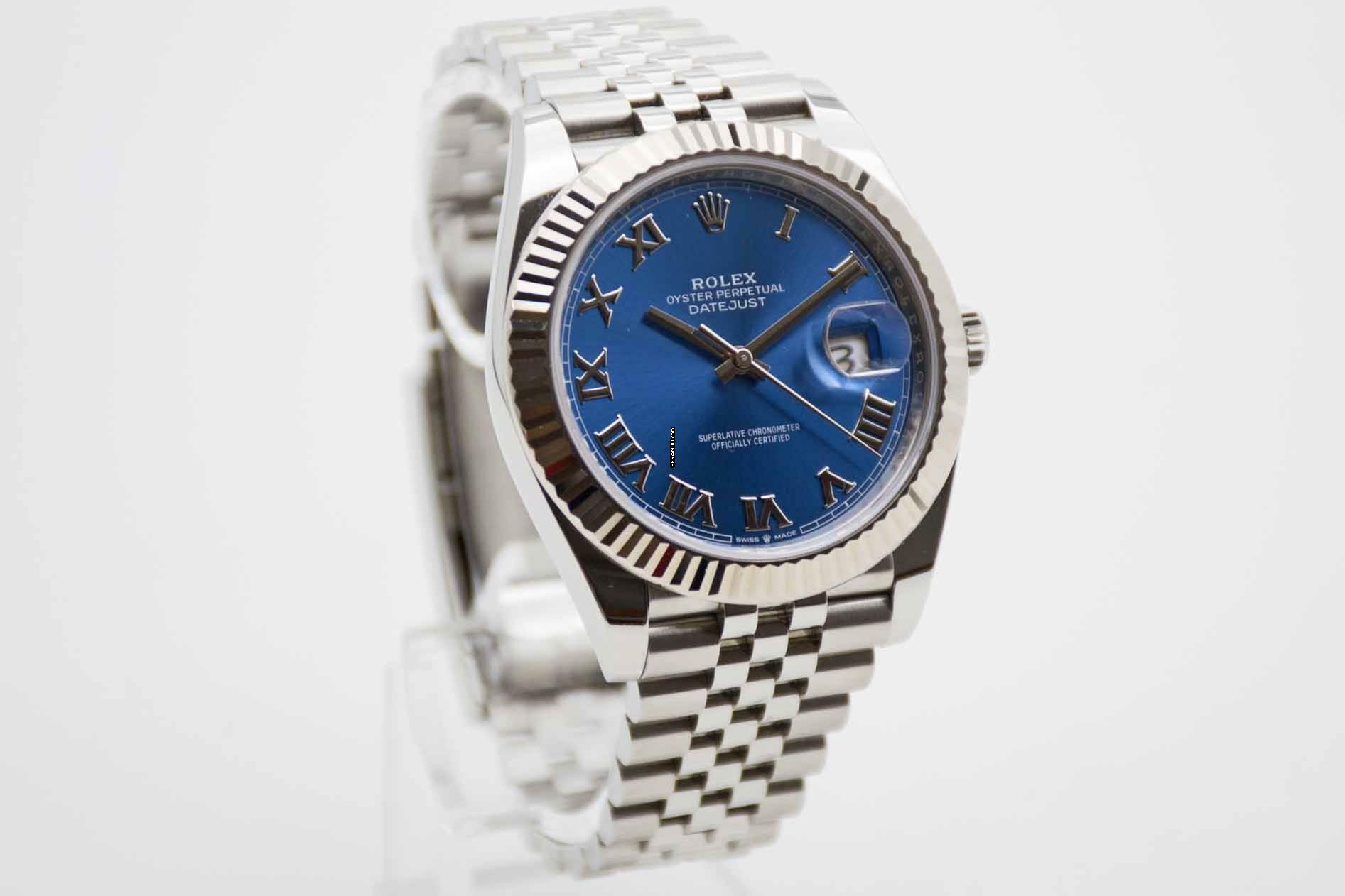 Thumbnail von Rolex Datejust 41 2024 Azzurro Blue Roman Dial Jubilée Fullset