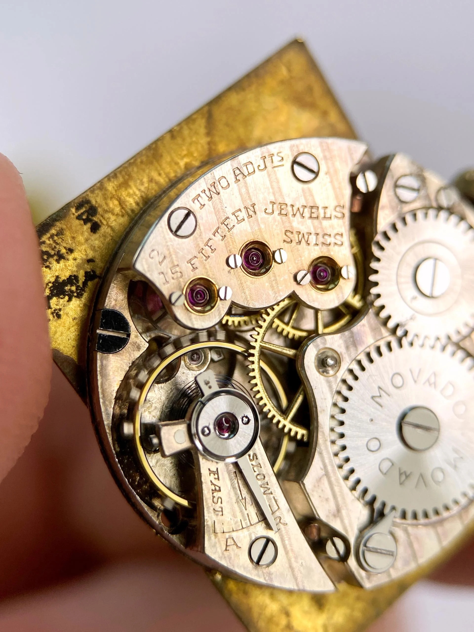 Thumbnail von Movado Serviced Vintage Chronometer Chronometre Tank Solid Gold Breguet-Numbered Dial