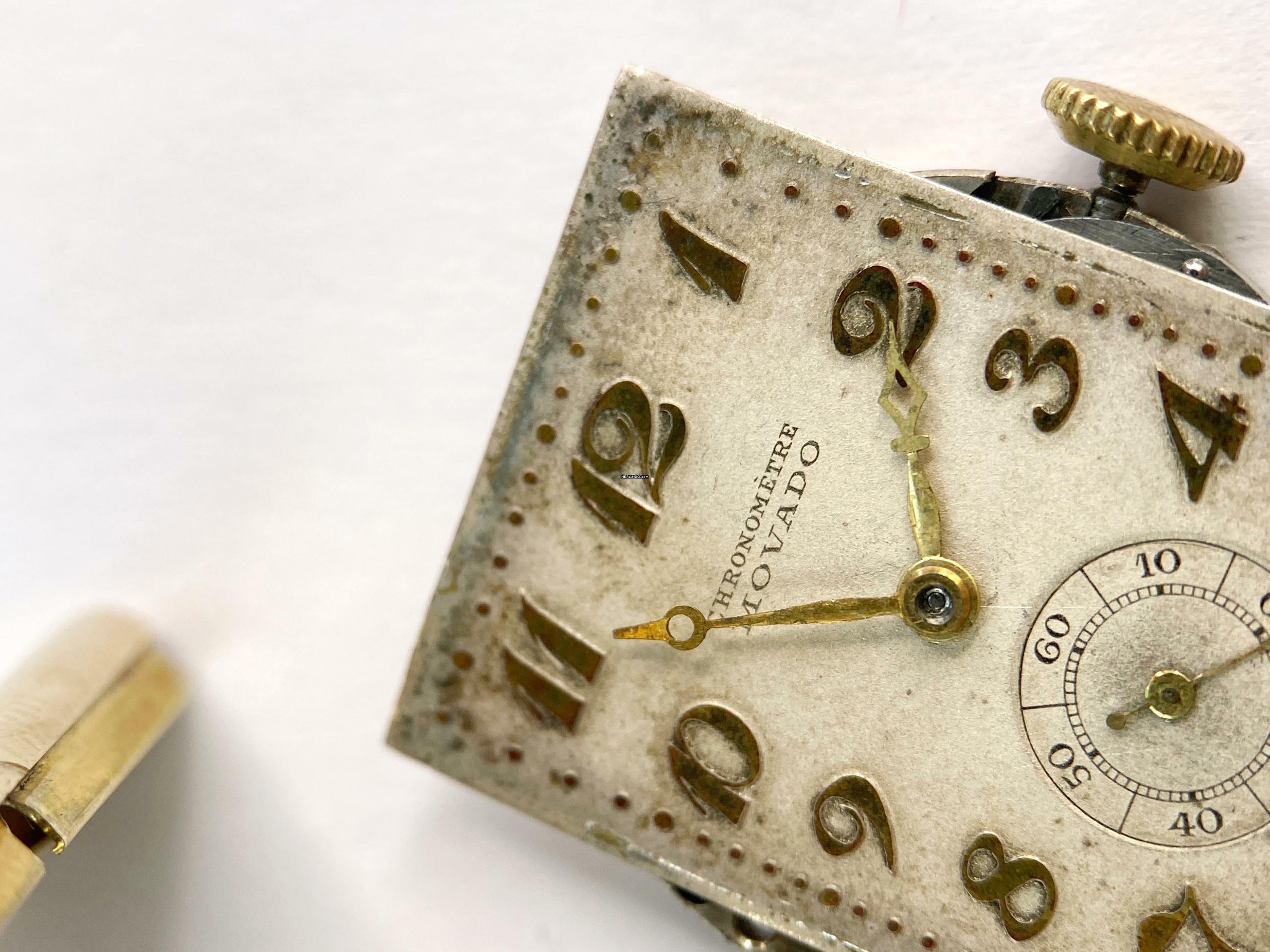 Thumbnail von Movado Serviced Vintage Chronometer Chronometre Tank Solid Gold Breguet-Numbered Dial