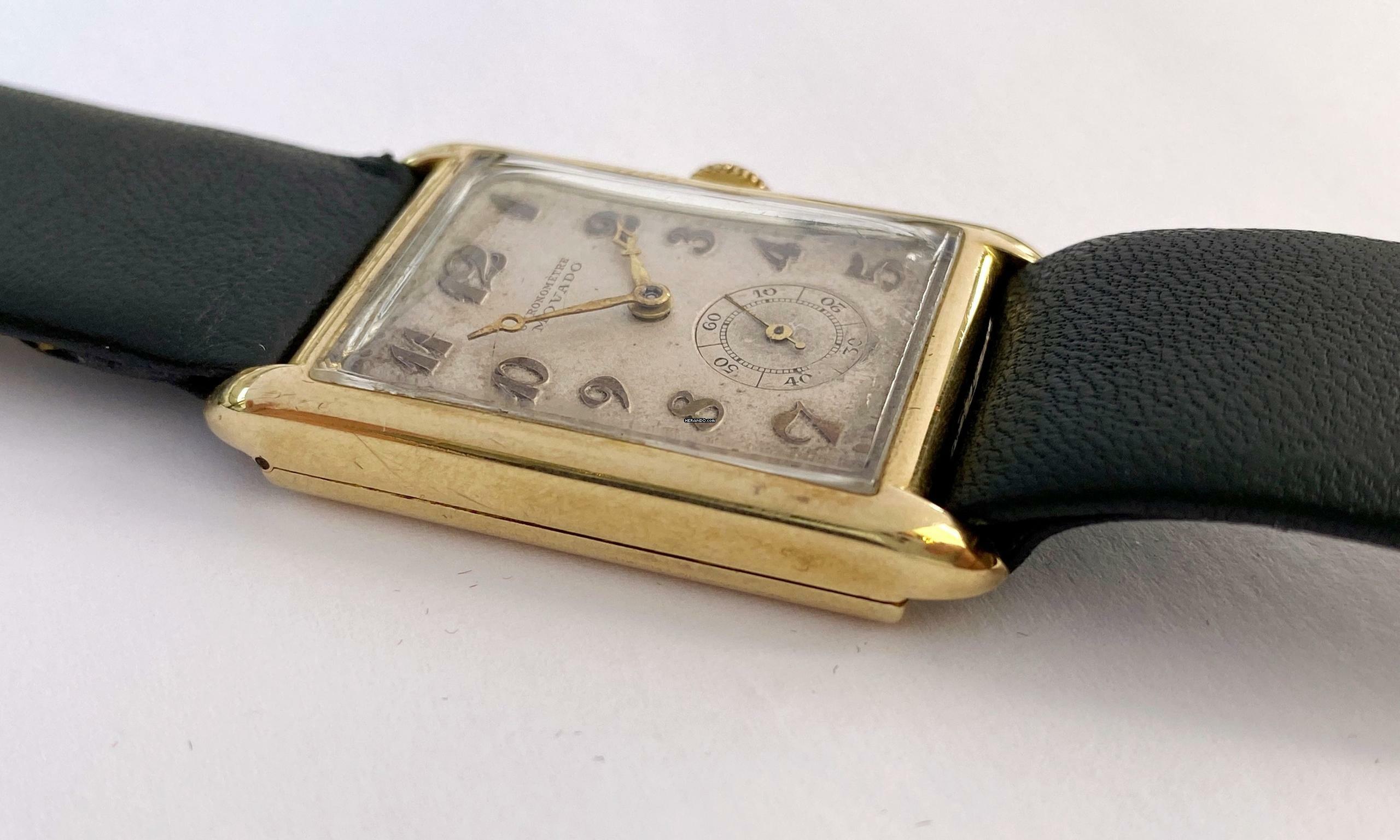 Thumbnail von Movado Serviced Vintage Chronometer Chronometre Tank Solid Gold Breguet-Numbered Dial